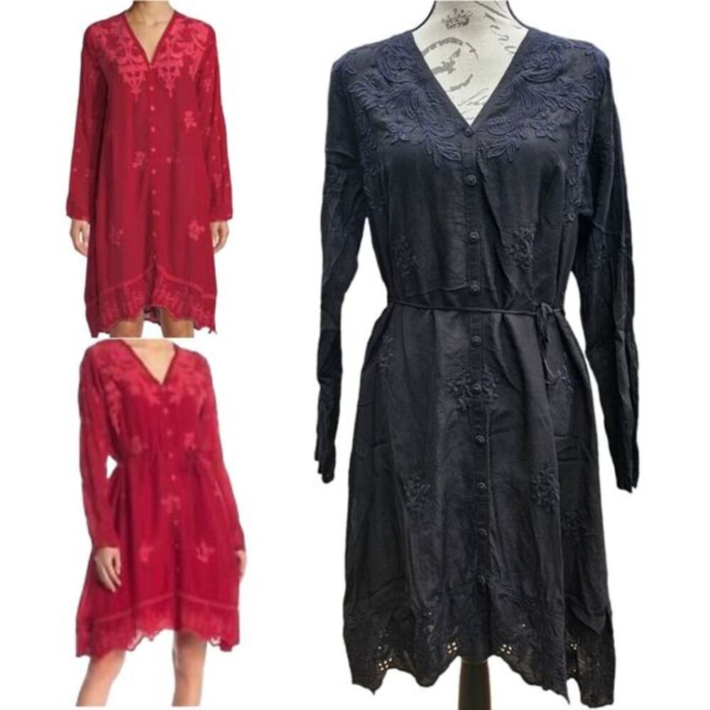 Johnny Was NWT Frinna Waist Tie Dress Black Embroidered‎ MSRP $338 Size Small